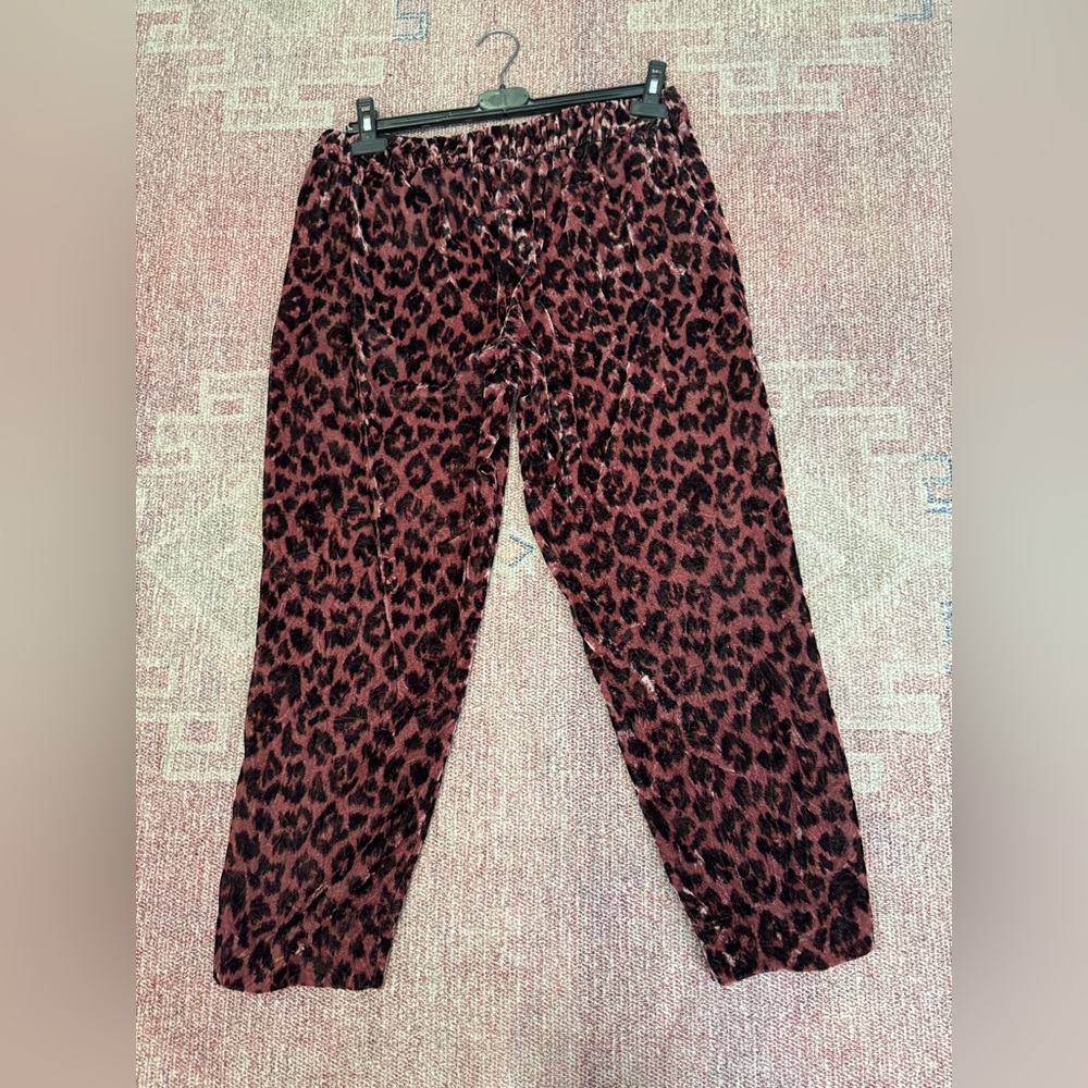 J.Crew Pull-On Easy Pant in Rose Leopard Velvet size 8 - Picture 11 of 12